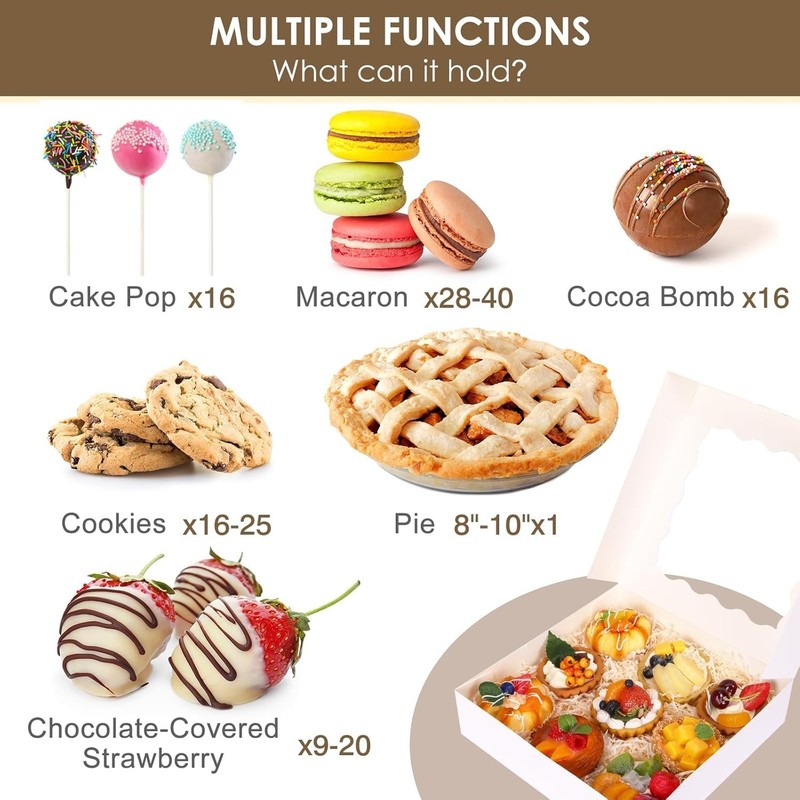 Versatile Cookie Boxes with Window, 35pcs, 10x10x2.5 Inches gallery