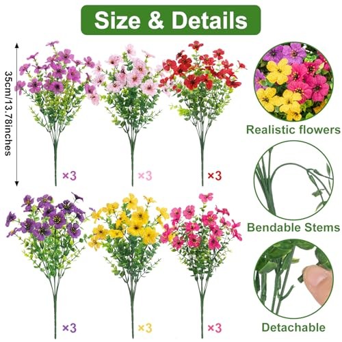 Artificial Flowers for Outdoors, UV Resistant Silk Fake Daisy Multi Color gallery