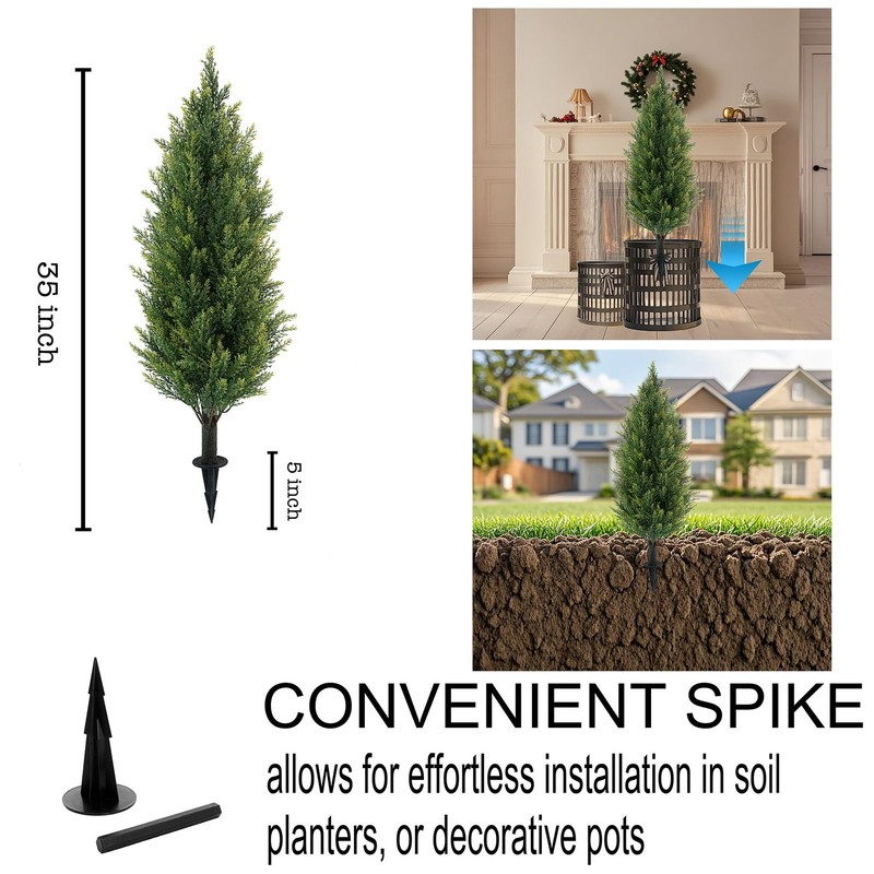 Joypower 3Ft Artificial Cedar Topiary Trees Ground Spike Uv Resistant gallery