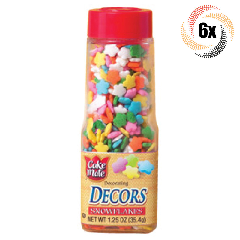6x Shakers Cake Mate Decorating Decors Assorted Color Snowflakes | 1.25oz
