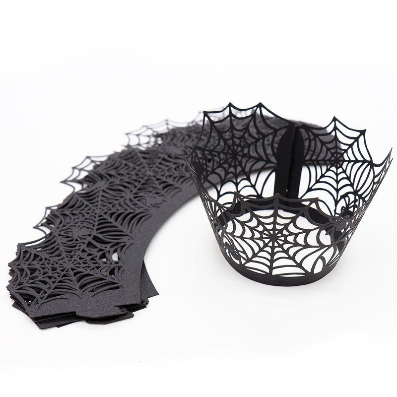 24pcs Halloween Spider Web Cupcake Wrappers Party Cake Decoration Baking Supplie gallery