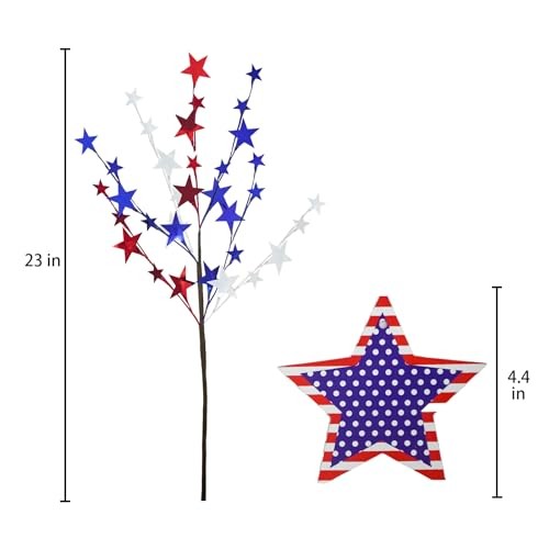 6 Pcs 4th of July Artificial Flowers 24” Patriotic Berry Picks Faux White Red gallery