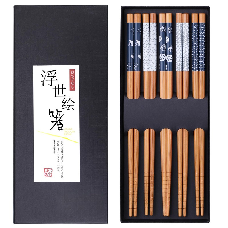 5 Pairs Bamboo Chopsticks Reusable Chop Sticks Japanese Style Bamboo Chopstic…