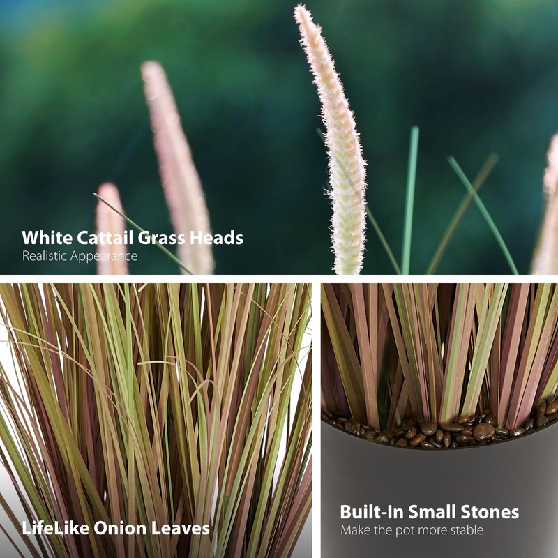 Kol 4Ft 2-Pack Artificial Cattail Reed Grass 47.2 Artificial Indoor Outdoor gallery