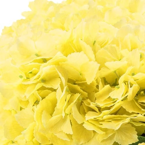 Hydrangea Artificial Flowers with Glass Vase, Fringed Edge Real Touch Yellow gallery