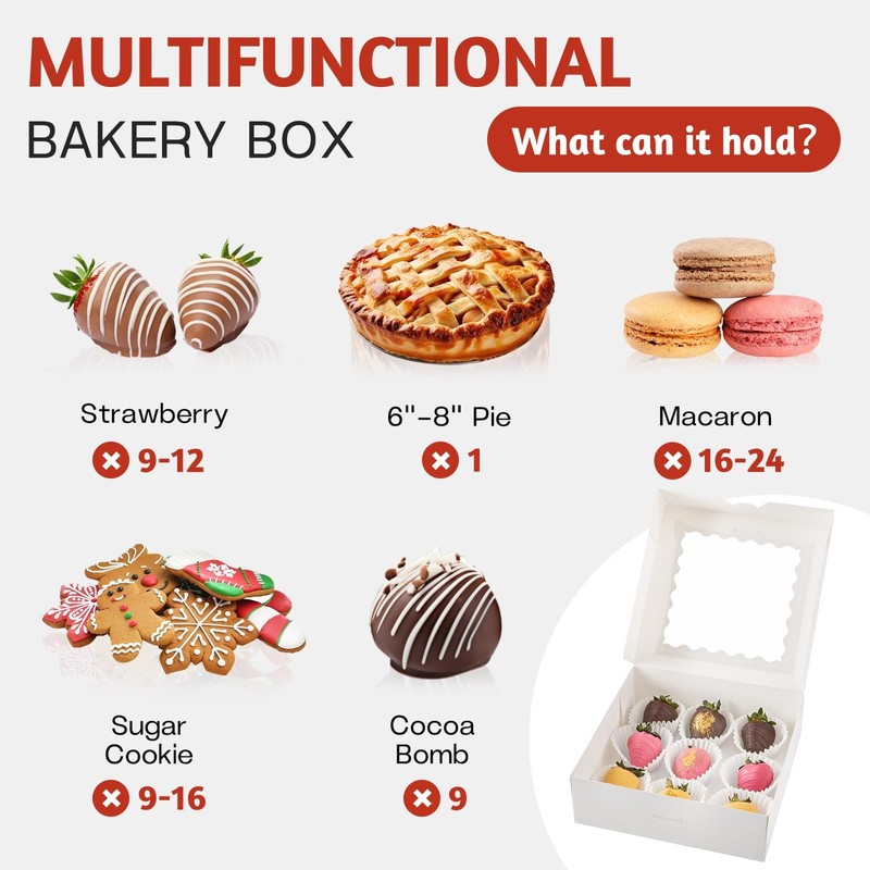 8" x 8" x 2.5" Pie Boxes, 20 Pack Auto Pop-up Chocolate Covered Strawberry Bo... gallery