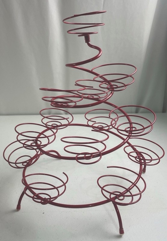 Vintage Red Spiral Wire Cupcake Muffin Stand Display Holder 13 Cupcakes Retro gallery