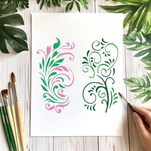 12 Sheets Various Stencils, 12 Styles Flower Vine Drawing Rolls of Flowers gallery