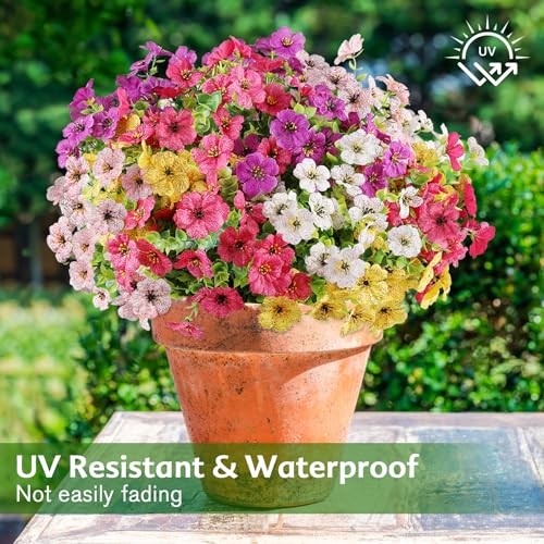 16 Bundles Artificial Flowers for Outdoor,No Fade Fake 16 PCS Mix 5 Colors gallery
