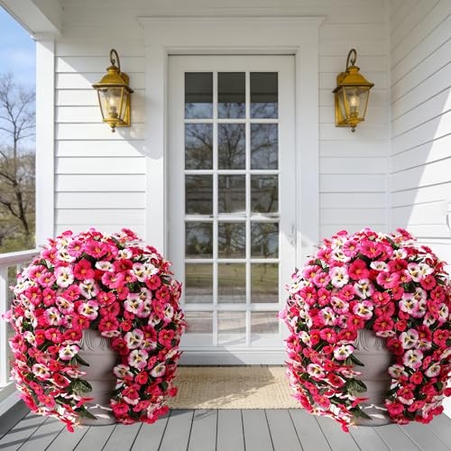 Artificial Flowers for Outdoors, 2pcs Faux Silk Pansies Flowers 2 Pcs Mix Rose gallery