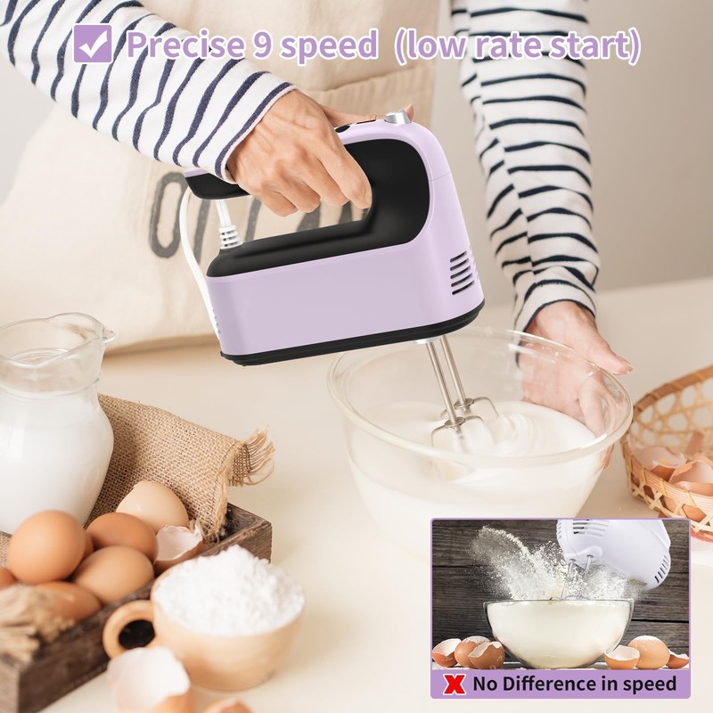 9-Speed Digital Hand Mixer Electric, 400W Powerful DC Motor, Hand Mixer Elect... gallery