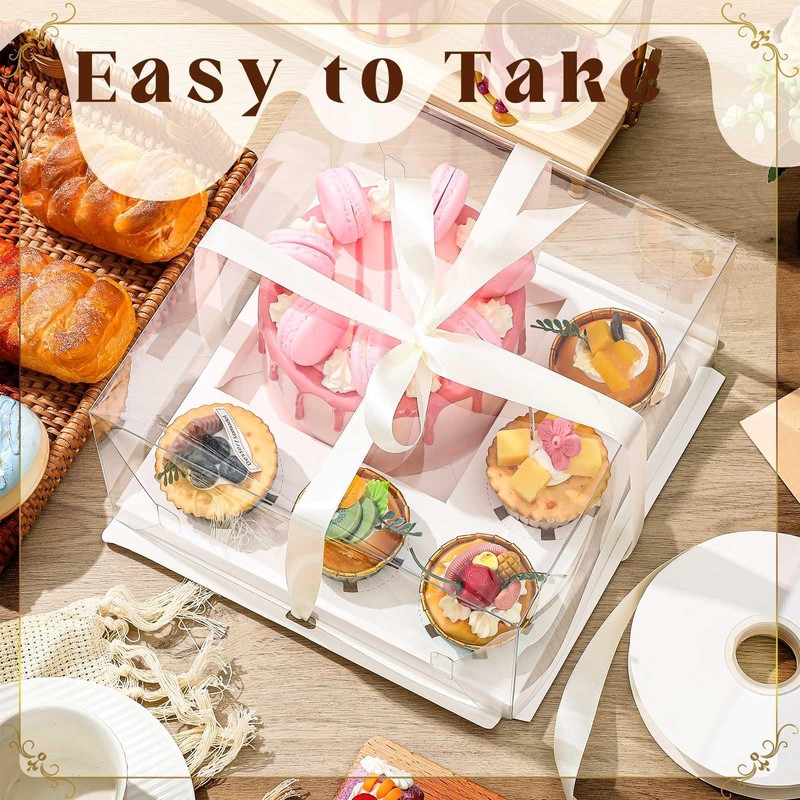 6 Pack 1+5 Bento Cake Boxes with Cupcakes Clear Bento Cakes and Cupcake Combo... gallery