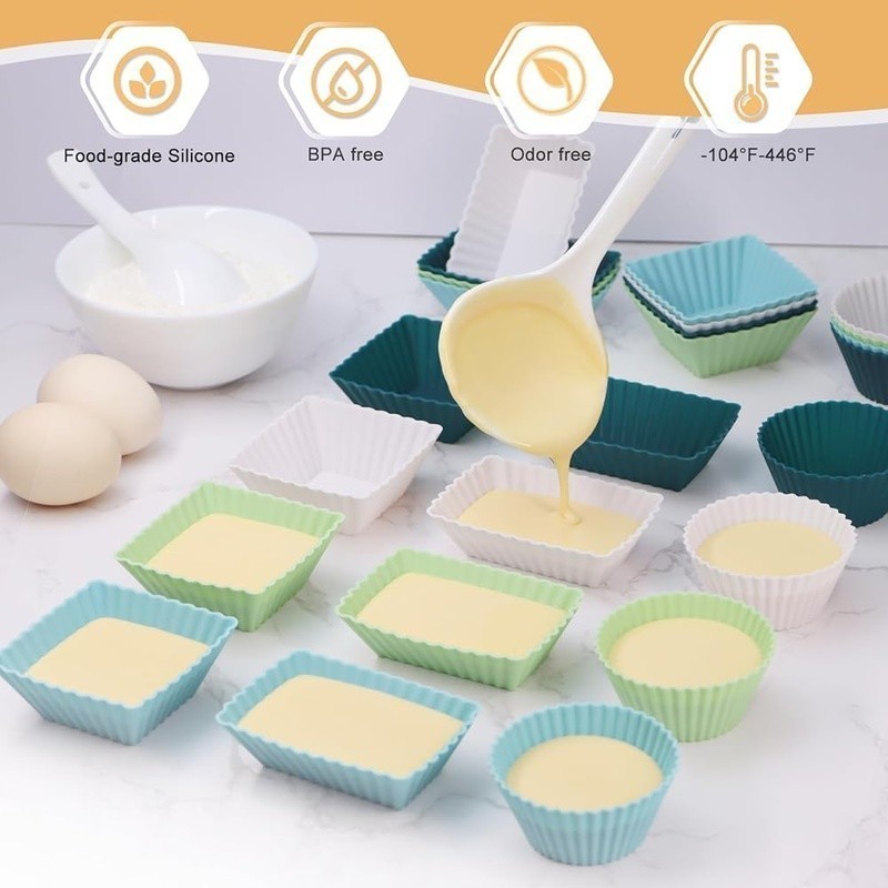 Silicone Muffin Cups Non-Stick Reusable Baking Liners Bento Box Dividers New gallery