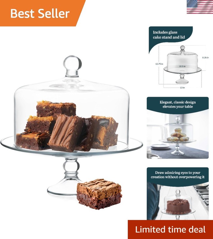 Cake Stand with Dome Glass Server Elegant Display Dessert Serving Dish