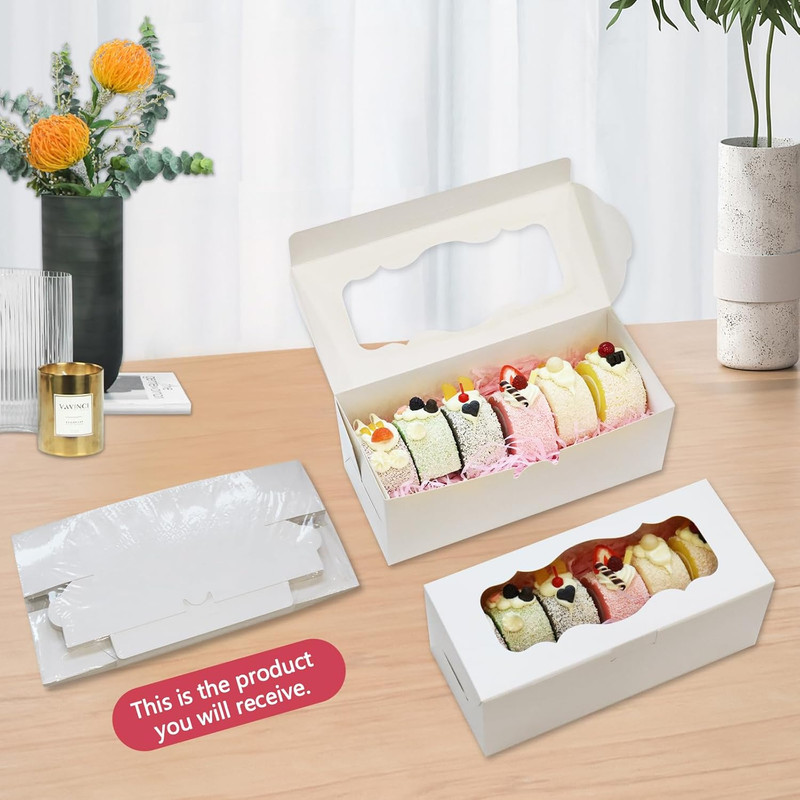30Pcs 9X4X3.5 Inch Cookie Boxes White Bakery Boxes with Window, Loaf Cake Boxes gallery