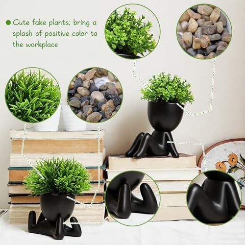 Black 2 pcs Fake Plants, Small Artificial Plants, Faux Plants Indoor for C gallery