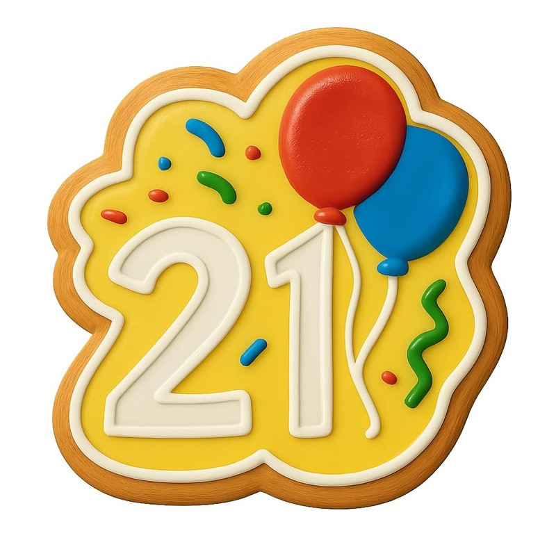 Party 21 Birthday Cookie Cutter & Stamp, Fondant & Clay - 4x3.6 gallery
