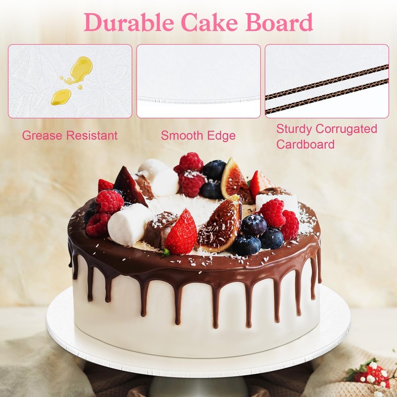 14 Inch Cake Drum, Cake Boards 14 Inch Round, 1/4" White 8in 10in 12in 14in C... gallery