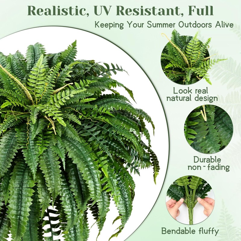 Martine Mall 2Pcs 48/ 88 Leaves Xxl Large Fake Ferns Artificial Ferns For gallery