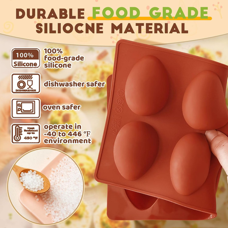 HKNMTT Silicone Egg Molds Easter 2PCS, 2.4" Food Grade 3D Moulds for Vegan Devil gallery