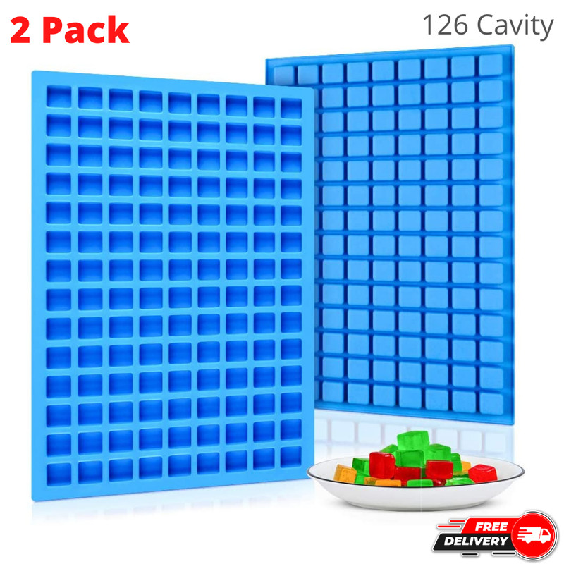 126 Cavities Mini Square Silicone Mold Hard Candy Chocolate Small Ice Molds 2Pcs