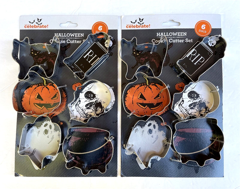 12 Halloween Cookie Cutters Stainless Cat Tombstone Pumpkin Skull Ghost Cauldron