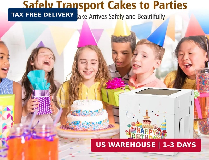 10Pcs Corrugated Cake Boxes in 2 Sizes - 12x12x12 & 10x10x10 Inch Tall Cake Box gallery