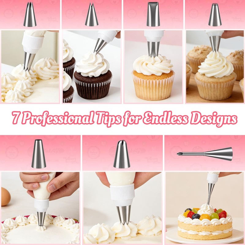 Piping Bags and Tips Set, 16 Inch 114 Pcs Cake Decorating Kit with 100 Dispos... gallery
