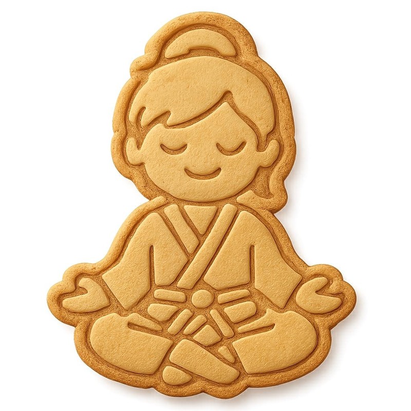 Karate Girl Meditating Cookie Cutter & Stamp, Fondant & Clay – 2.9×4