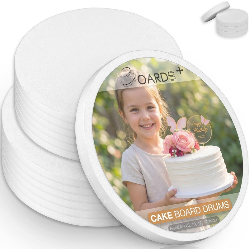 10 Pack Cake Drum 10 12 Inch 2 Sizes Prop Up Tool Matching Ribbon 1/2 Thick