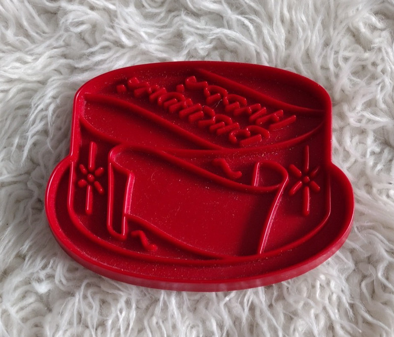 Vintage Cookie Cutter Solid Red Plastic Happy Birthday Cake Banner