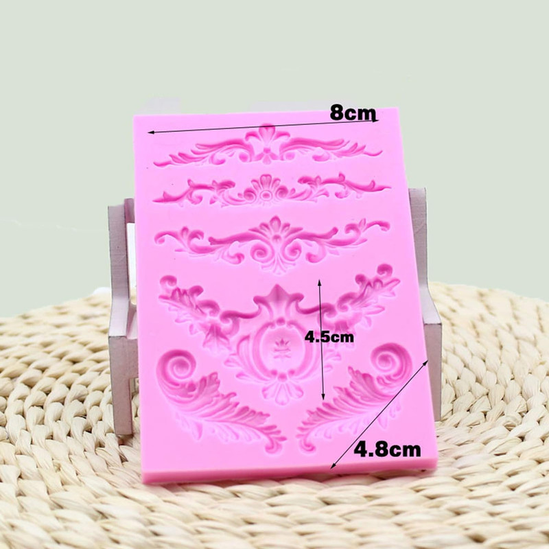 Baroque Style Curlicues Scroll Lace Fondant Silicone Mold for Filigree Mold 3D S gallery