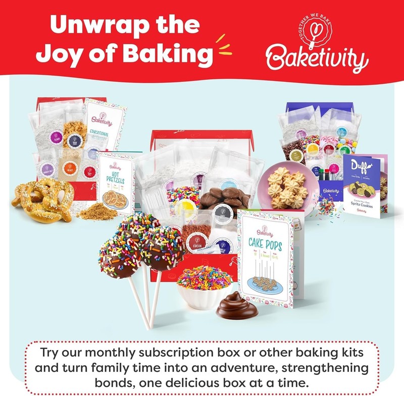 Baketivity DIY Cake Pop Baking Kit for Kids - Premeasured Ingredients, Decoratin gallery