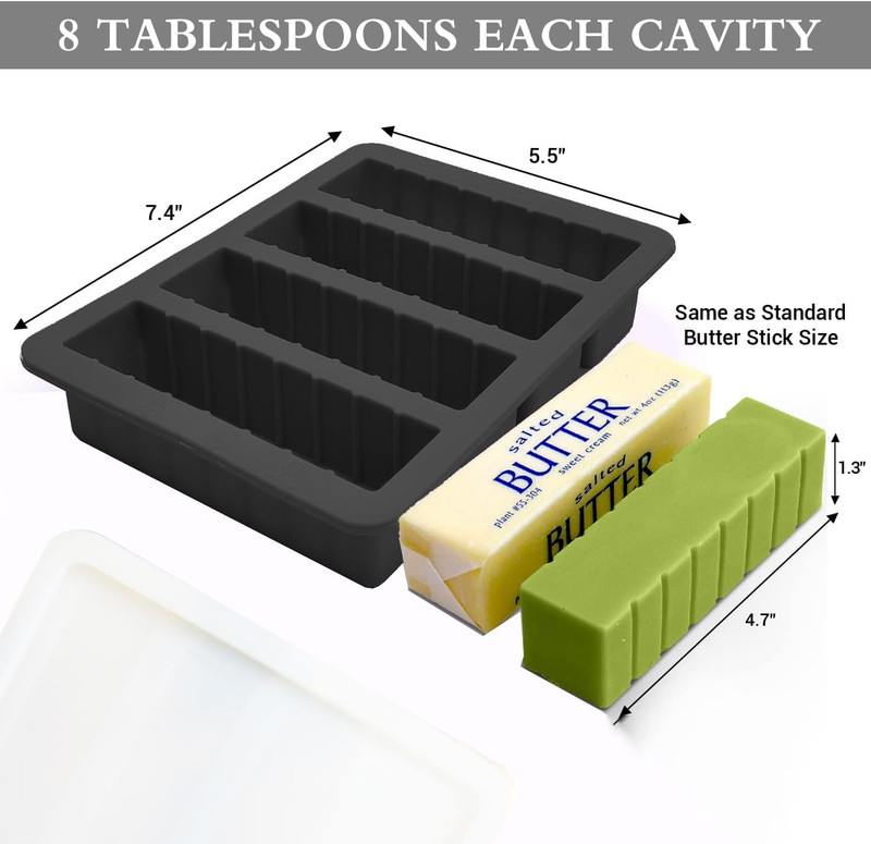 Silicone Butter Mold with Lid - Non-Stick Butter Tray for Making 4 Butter Sticks gallery