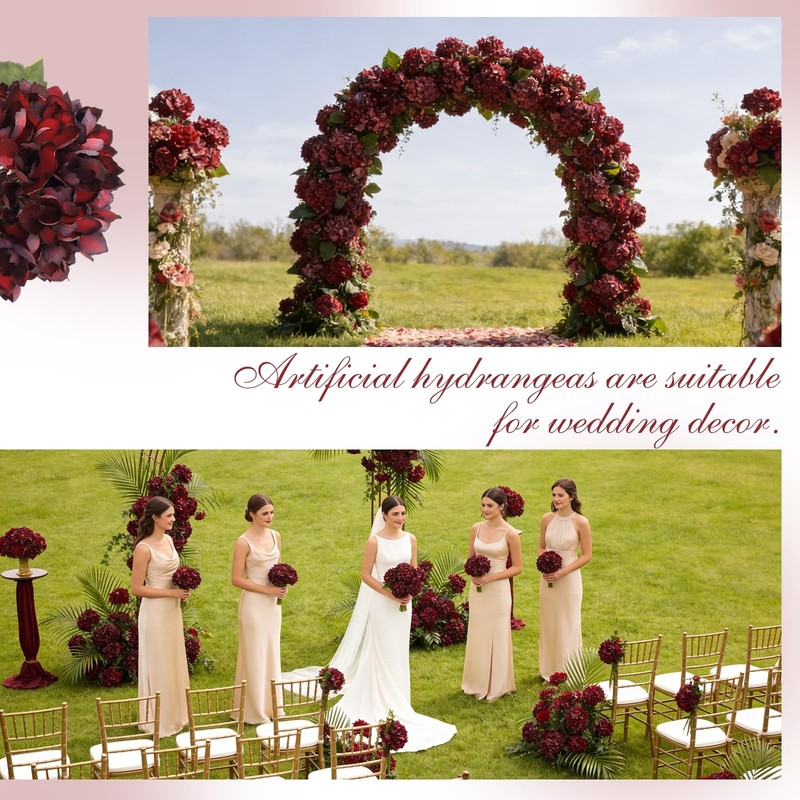 Wenhuidr 6Pcs 21 Inch Lifelike Artificial Silk Hydrangea Flowers Large Fake gallery