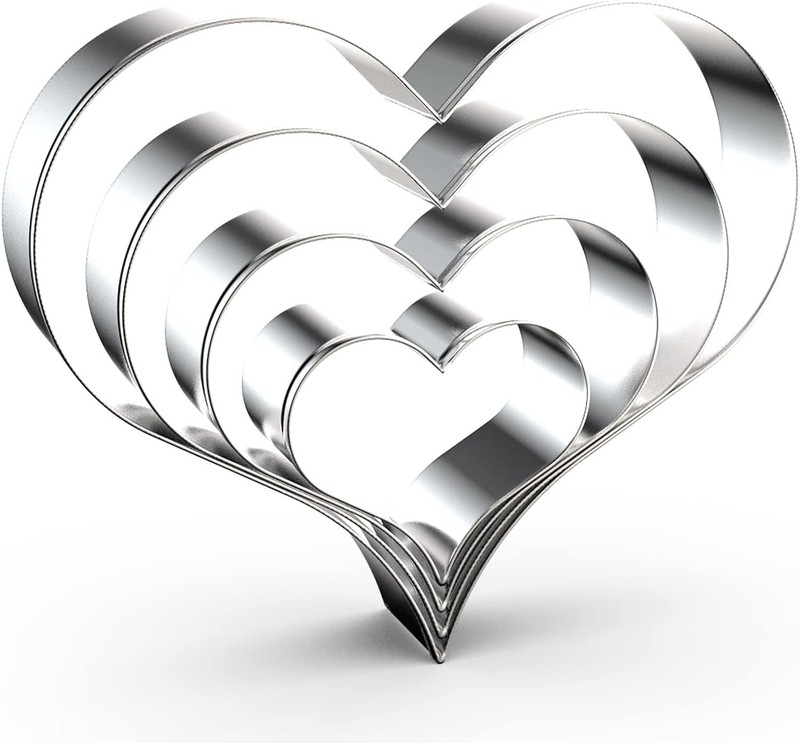 Heart Cookie Cutter Set Large/Small/Mini 5 Inch 4 Inch 3 Inch 2 Inch 4 Pcs