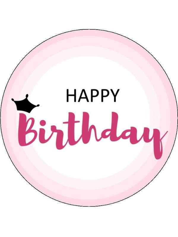Happy Birthday Edible Cake Toppers Wafer Pink Cake Decorations (7 Designs) #02