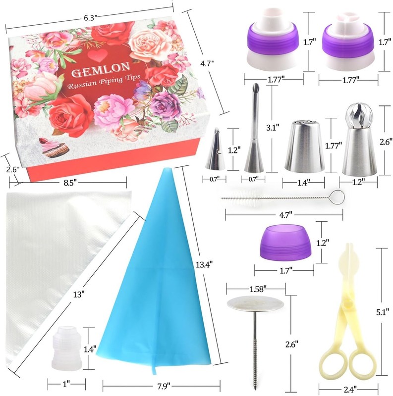 Russian Piping Tips for Cake Decorating – 88Pcs Flower Icing & Frosting Nozzl... gallery