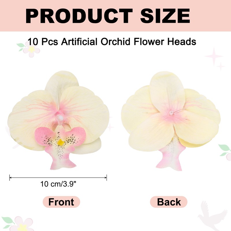 10Pcs Artificial Orchid Flower Heads Fake Orchid Heads Light Yellow gallery