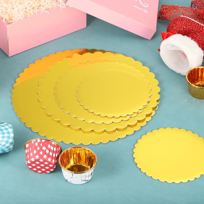 10 PCS Cardboard Cake Rounds 10 Inch Circle Trays Gold Base Board Disposable gallery
