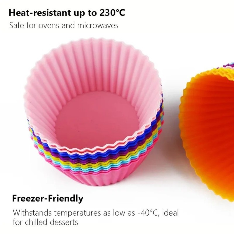 12 Silicone Cake & Muffin Cupcake Liners –Reusable Baking Cups & Chocolate Molds gallery