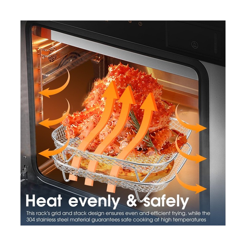 Dual-Layer Air Fryer Rack Set with Elevated and Regular Support Leg... Fast Ship gallery
