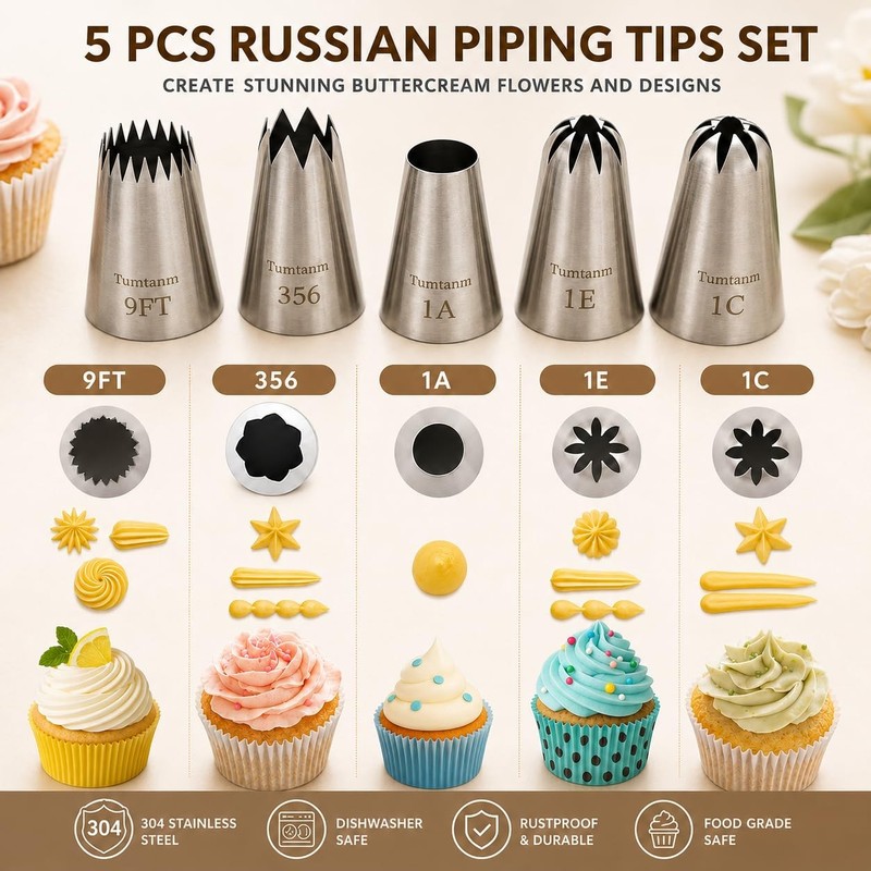 5 PCS Large Cake Piping Nozzle Tip Kit DIY Icing Tool for Cupcakes gallery