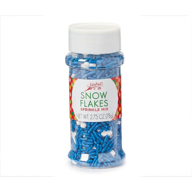 Snow Flakes Treat Toppers Cupcake/Cookie Decorations Sugar 2.75 oz jar Christmas