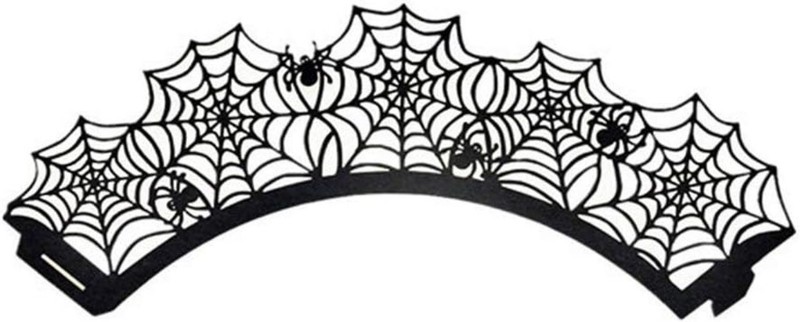 Intricate Laser-Cut Black Spider Web Cupcake Wrappers for Celebrations gallery