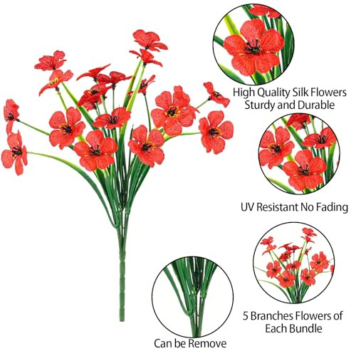 Spring Artificial Flowers Outdoor 6 Bundles Fake Flowers UV Resistant No Fade gallery