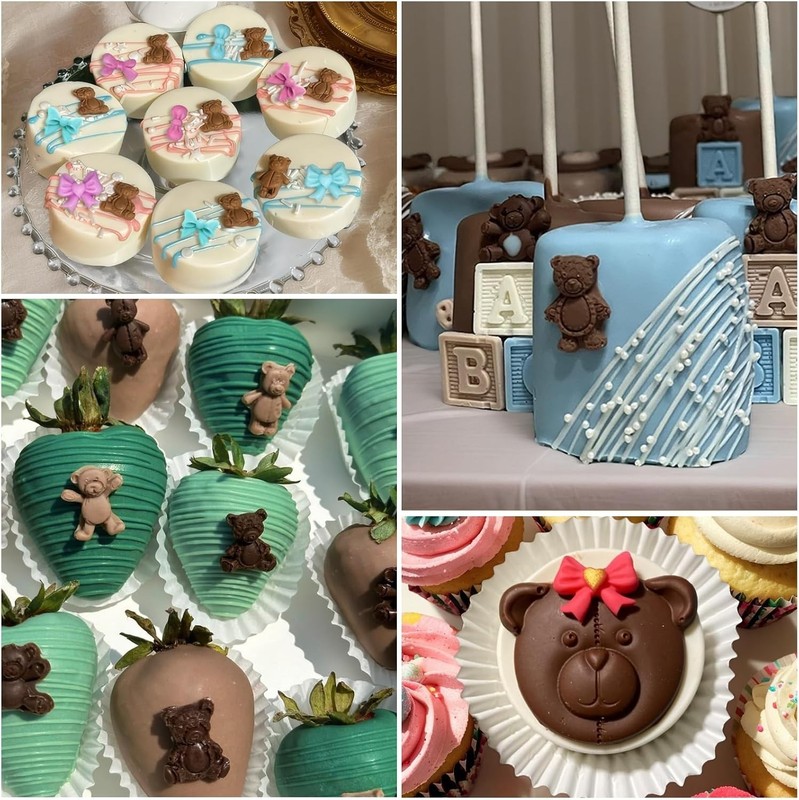 3 Pcs Bear Silicone Mold Fondant Bear Mold Candy Cake Bow Chocolate Molds for... gallery