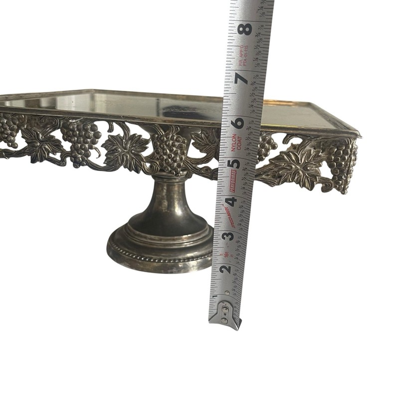 Godinger Silver Art Co. Grape Motif Square Cake Stand Silver Plated Vintage 11'' gallery