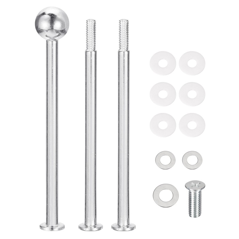 1 Set 3-Tier Cupcake Stand Hardware Fittings for Cake Stand, Round Beads Silver