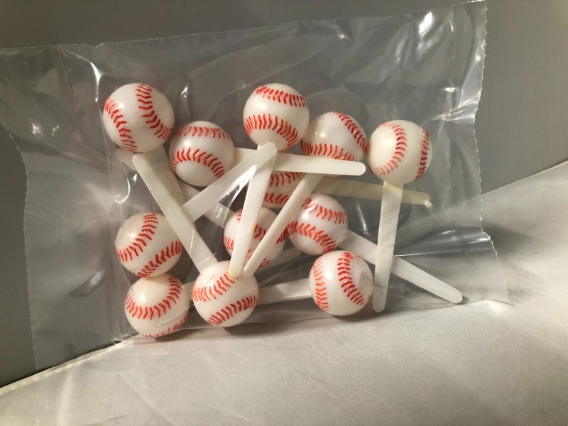 Bakery Crafts Baseball cupcake picks, 12 ct / Little League / NEW